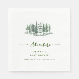 Let The Adventure Begin Rustic Forest Baby Shower Napkin