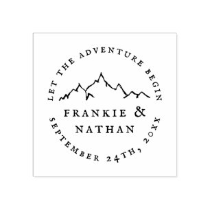 Let The Adventure Begin Rustic Save The Date Rubber Stamp