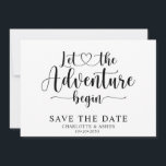 Let The Adventure Begin Save The Date<br><div class="desc">Simple modern trendy script typography let the adventure begin save the date announcement to customise for your wedding. Let the adventure begin theme.</div>