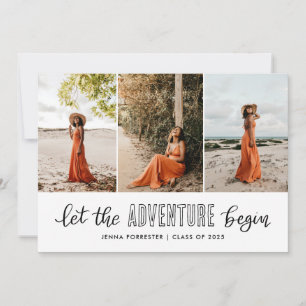 Let The Adventure Begin Script   Graduate Photo Invitation