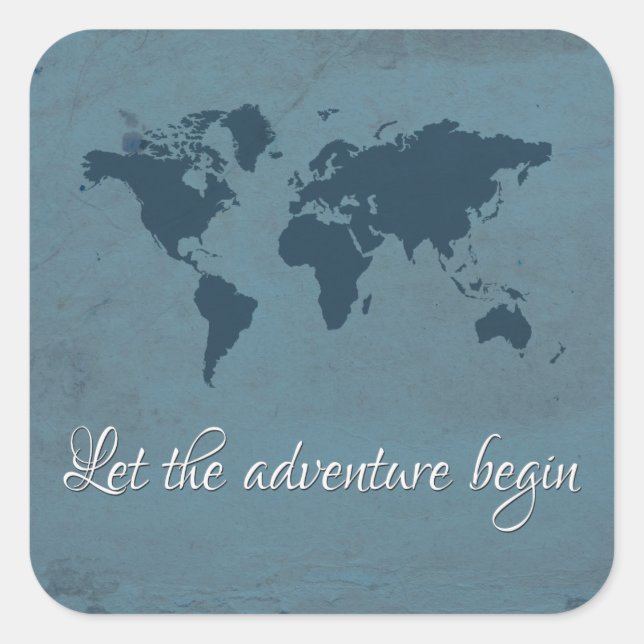 Let the adventure begin square sticker (Front)