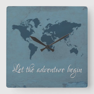 Let the adventure begin square wall clock