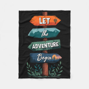 Let The Adventure Begin Summer Vacation Camp Campi Fleece Blanket