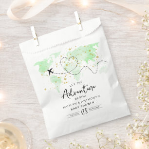 "Let The Adventure Begin!" Travel Map Baby Shower Favour Bag