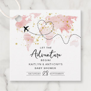 "Let The Adventure Begin!" Travel Map Baby Shower Favour Tags