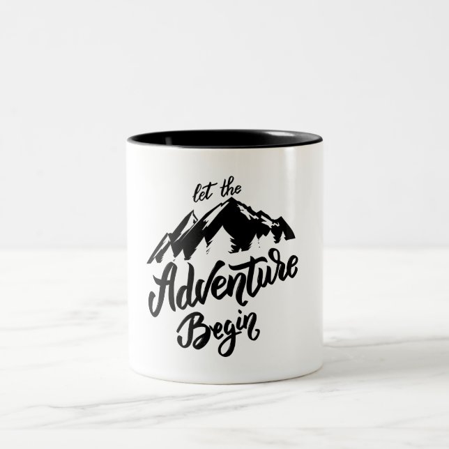 let the adventure begin  Two-Tone coffee mug (Center)