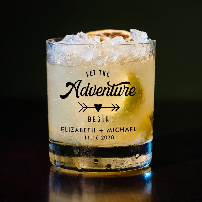 Let The Adventure Begin Wedding Favour Whiskey Glass (Creator Uploaded)