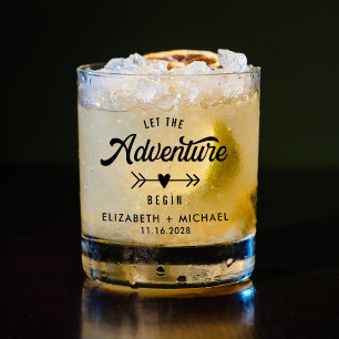 Let The Adventure Begin Wedding Favour Whiskey Glass