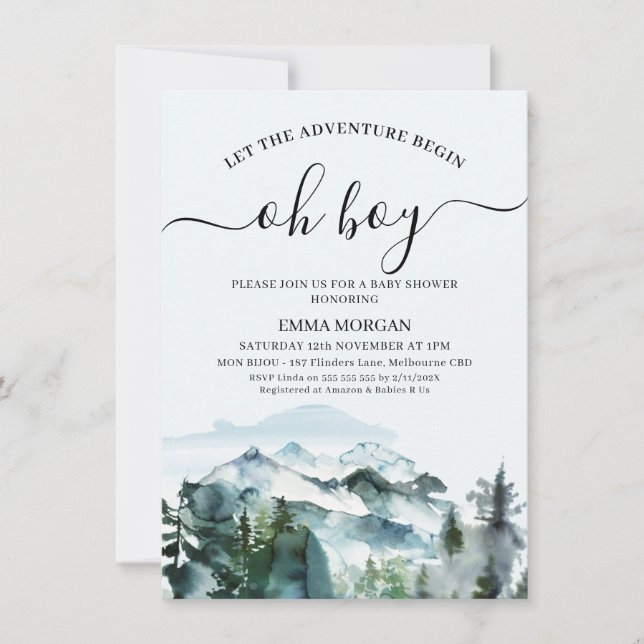 Let The Adventure Begin Wilderness Baby Shower Invitation (Front)