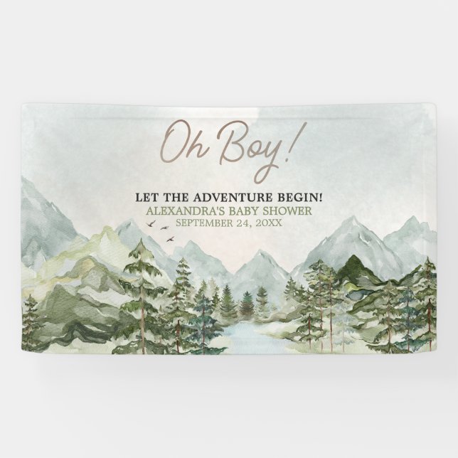 Let the Adventure Begin Woodland Baby Shower Banner (Horizontal)