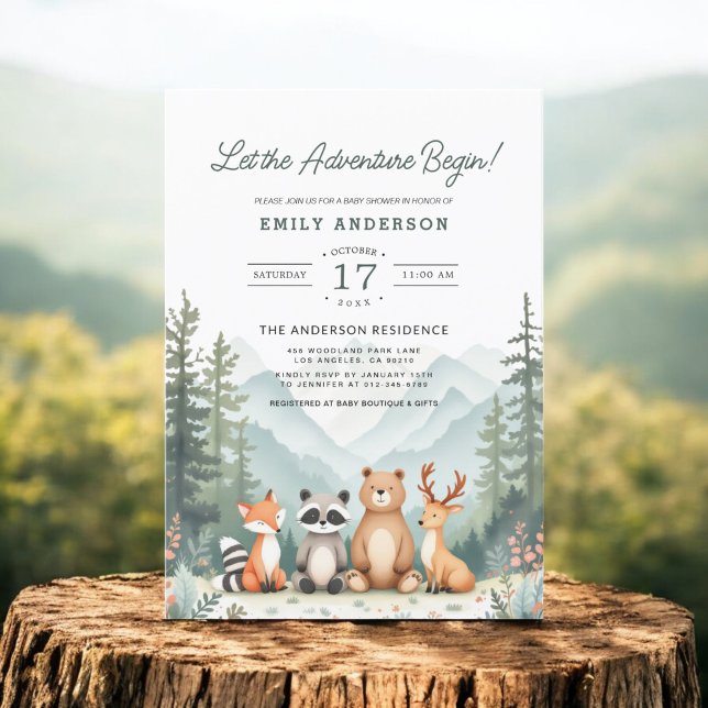 Let The Adventure Begin Woodland Baby Shower Invitation (Creator Uploaded)