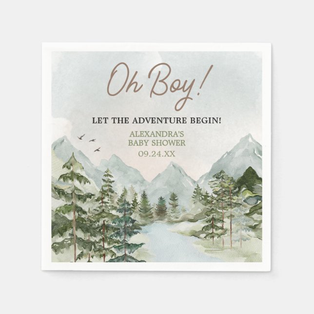 Let the Adventure Begin Woodland Baby Shower Napkin (Front)