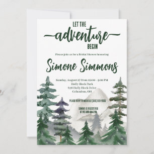 Let the Adventure Begin!  Woodland Bridal Shower  Invitation