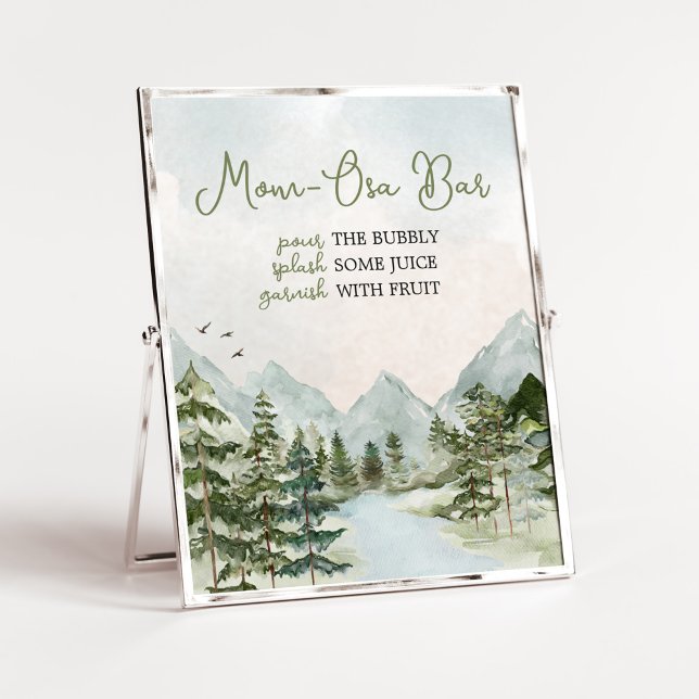 Let the Adventure Begin Woodland Mum Osa Bar Poster (Forest Baby Shower Mom Osa Bar Sign)