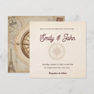 Let the Adventure  Vintage Travel Welcome Sign Invitation