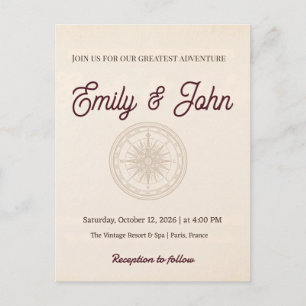 Let the Adventure  Vintage Travel Welcome Sign Invitation Postcard