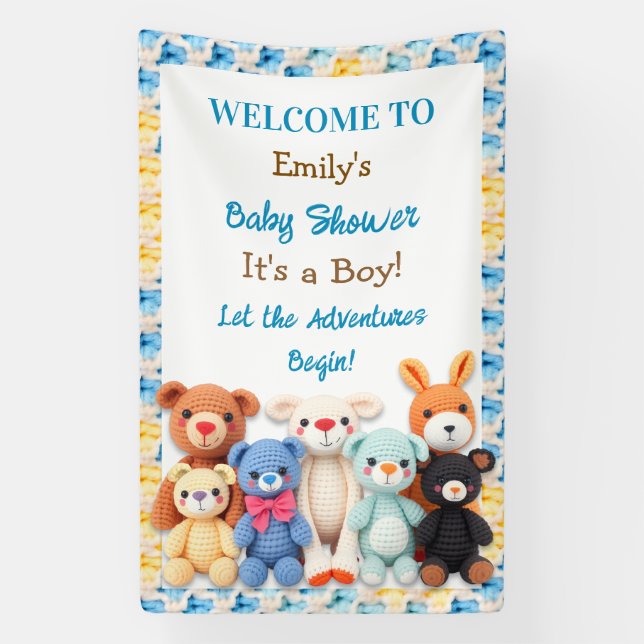 Let the Adventures Begin | Boy's Baby Shower Banner (Vertical)