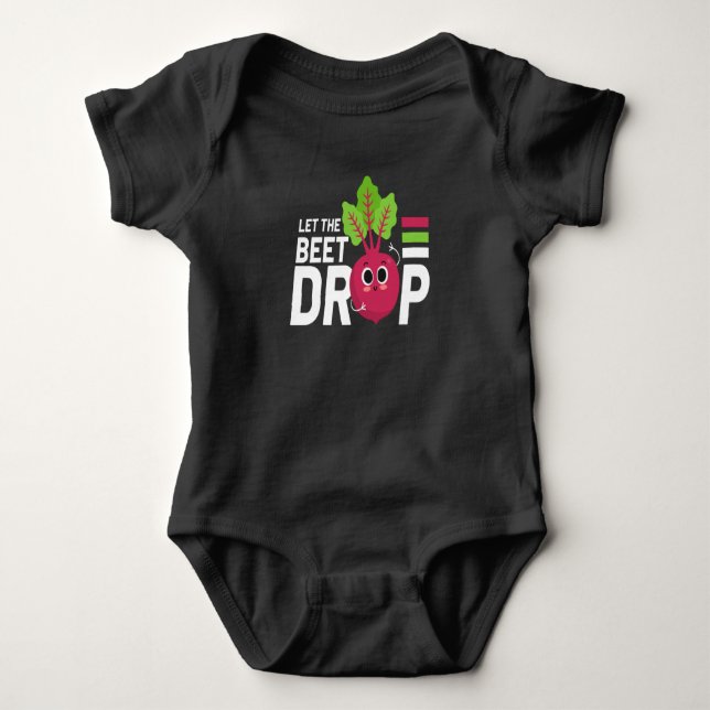 Let The Beet Drop Festival EDM Music DJ Baby Bodysuit (Front)