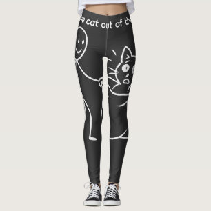 Let the Cat Out of the Bag! Funny Idiom Line Art Leggings