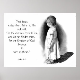 LET THE CHILDREN COME: JESUS: PENCIL ART POSTER