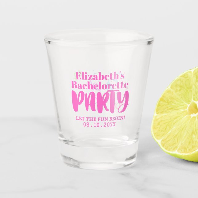 Let The Fun Begin Bachelorette Personalised Shot Glass (Front)