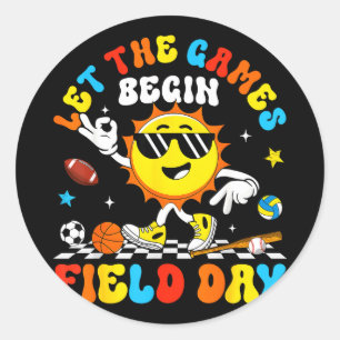 Let the games begin field day field trip studentsL Classic Round Sticker