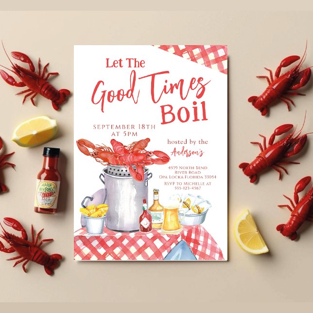 Let The Good Time Crawfish Boil Seafood Boil Party Invitation (Creator Uploaded)