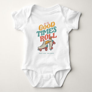 LET THE GOOD TIME ROLL 80s RETRO ROLLER SKATE Baby Bodysuit