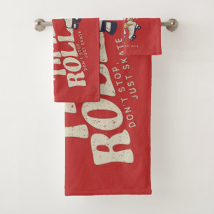 LET THE GOOD TIME ROLL 80s RETRO ROLLER SKATE Bath Towel Set