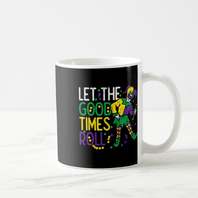 Let The Good Time Roll Jester Bead Funny Mardi Gra Coffee Mug (Right)