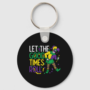 Let The Good Time Roll Jester Bead Funny Mardi Gra Key Ring