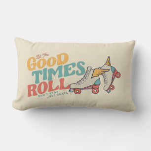 LET THE GOOD TIMES ROLL 80s RETRO ROLLER SKATE Lumbar Cushion
