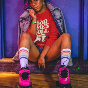 LET THE GOOD TIMES ROLL 80s RETRO ROLLER SKATE T-Shirt