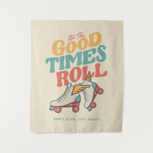 LET THE GOOD TIMES ROLL 80s RETRO ROLLER SKATE Tapestry