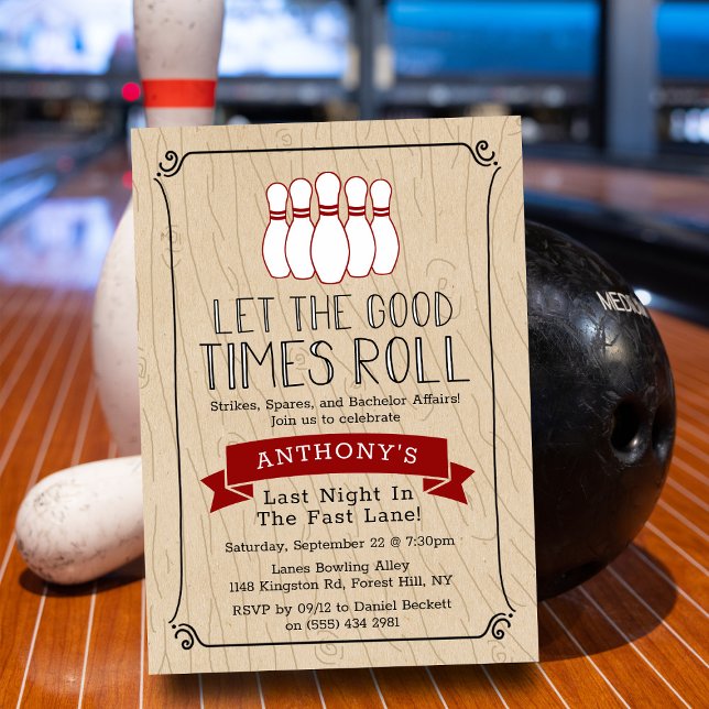 Let the Good Times Roll | Bowling Bachelor Party Invitation (Creator Uploaded)