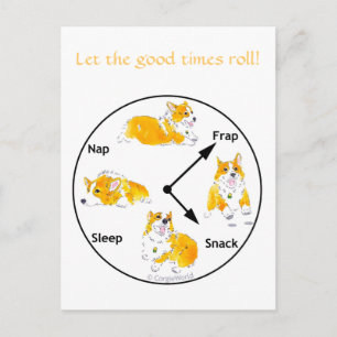 Let the Good Times Roll! Corgi Postcard