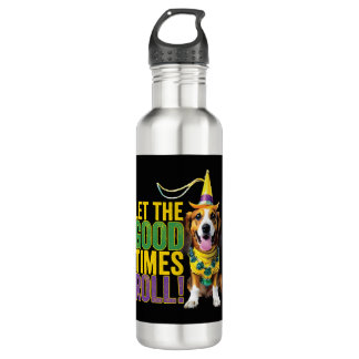 Let The Good Times Roll - Funny Mardi Gras Dogs  710 Ml Water Bottle