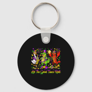 Let The Good Times Roll Mardi Gras Alligator Crawf Key Ring