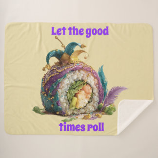Let The Good Times Roll Mardi Gras Sherpa Blanket