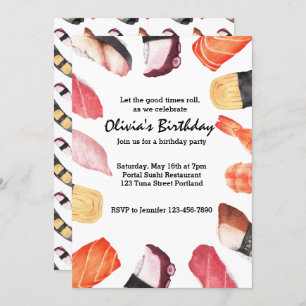Let the Good Times Roll Sushi Party Birthday Invitation