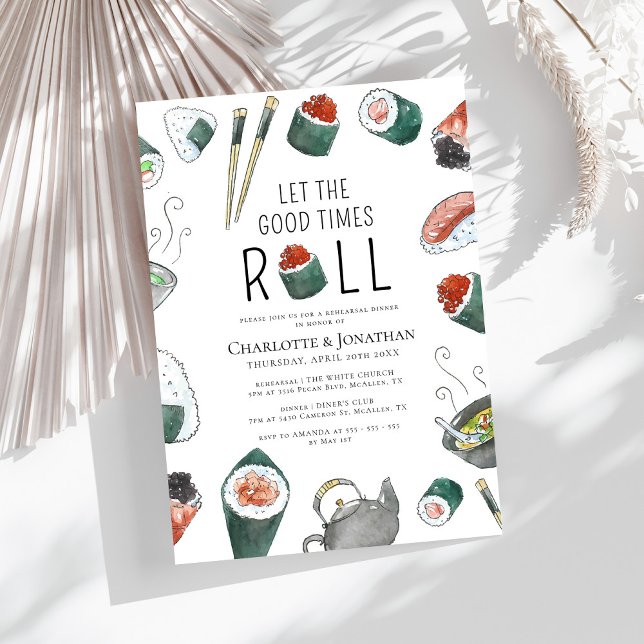 Let The Good Times Roll Sushi Rehearsal Dinner Invitation (Creator Uploaded)