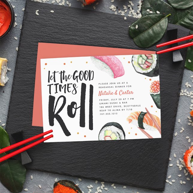 Let The Good Times Roll Sushi Rehearsal Dinner Invitation (Creator Uploaded)