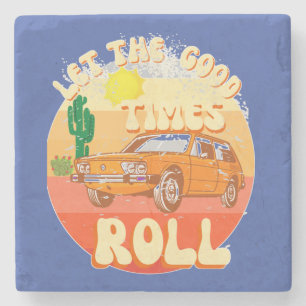 Let the good times roll-vintage 70's style  stone coaster