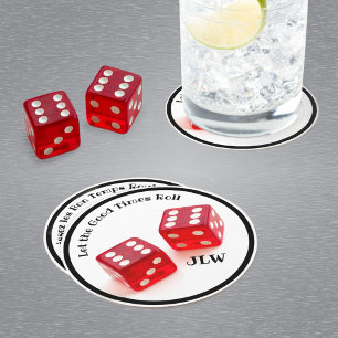 Let the Good Times Roll with Initials Round Paper Coaster