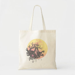 Let The Moon Guide, Wolf on Moon & Hand Lettered Tote Bag