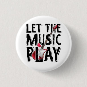 Let The Music Play Electric Guitar 3 Cm Round Badge