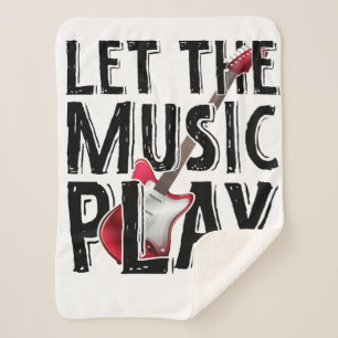 Let The Music Play Electric Guitar Sherpa Blanket