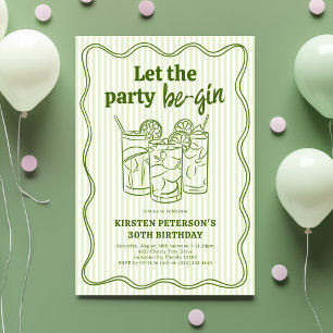 Let The Party Be-Gin Adult Birthday Invitation