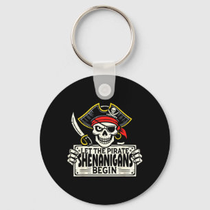 Let The Pirate Shenanigans Begin Halloween Skull Key Ring