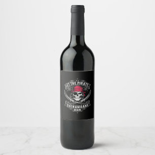 Let The Pirate Shenanigans Begin Halloween Skull Wine Label